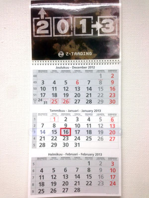 Z-Trading 2013 kalenteri